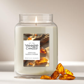Yankee Candle Amber & Sandalwood fragrance profile blends amber, sandalwood, and spice