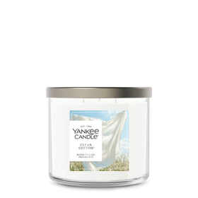Yankee Candle Clean Cotton jar on a shelf creates a fresh, inviting home scent.