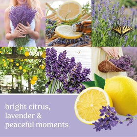 Yankee Candle label close-up shows fragrance notes and usage tips.