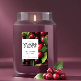 Yankee Candle Cranberry Chutney fragrance release visual with tart cranberry notes