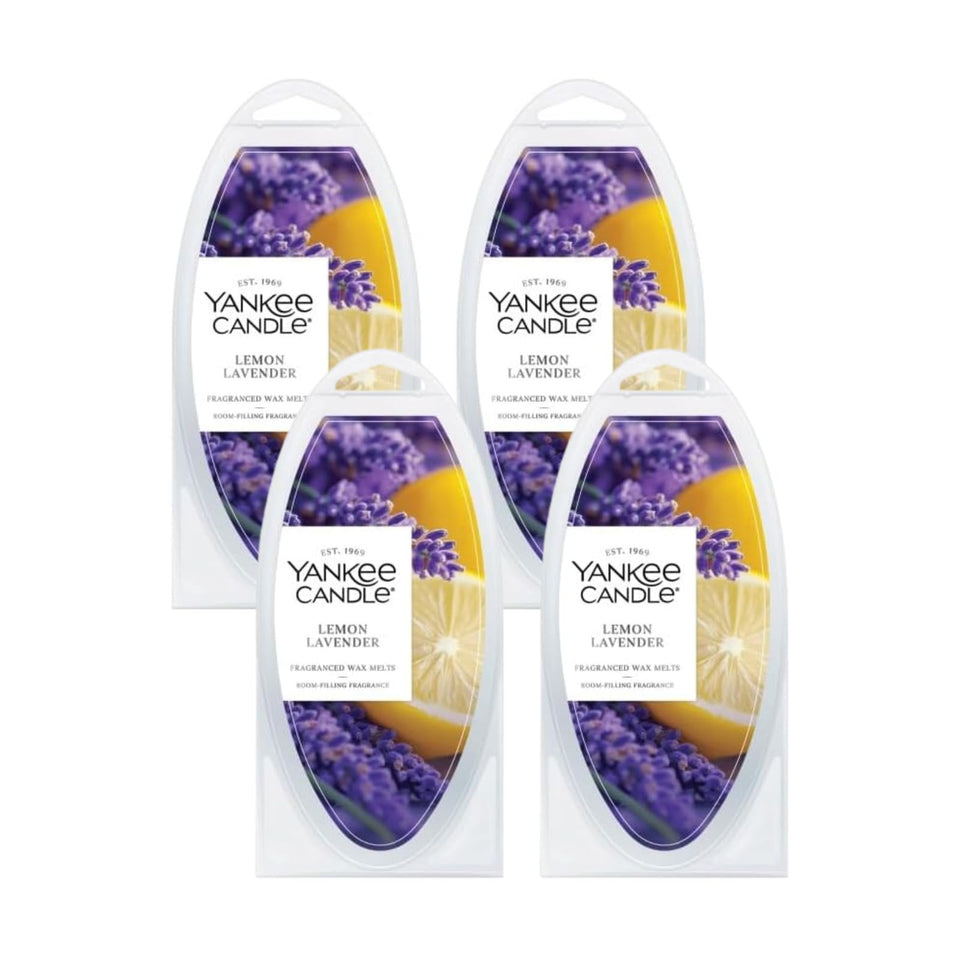 Yankee Candle lemon lavender wax melts pack-4 front view for long-lasting fragrance