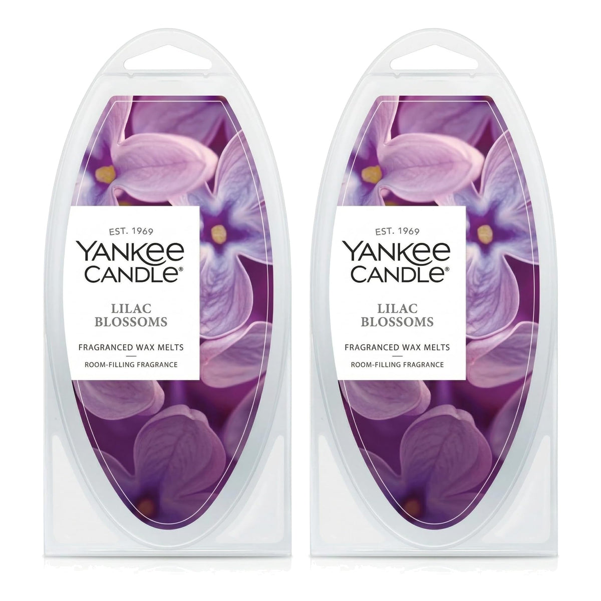 Yankee Candle Lilac Blossoms wax melts pack front view shows long-lasting fragrance.