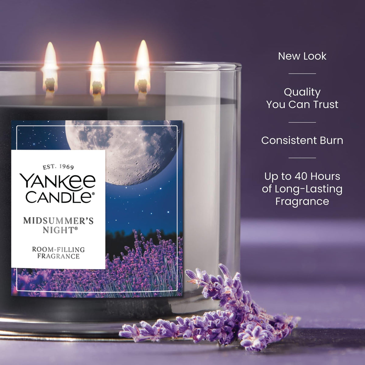 Yankee Candle plant wax blend supports clean burn and steady fragrance release.