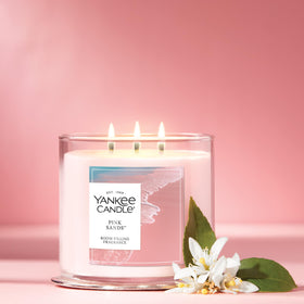 Yankee Candle Pink Sands three-wick setup ideal for social areas.