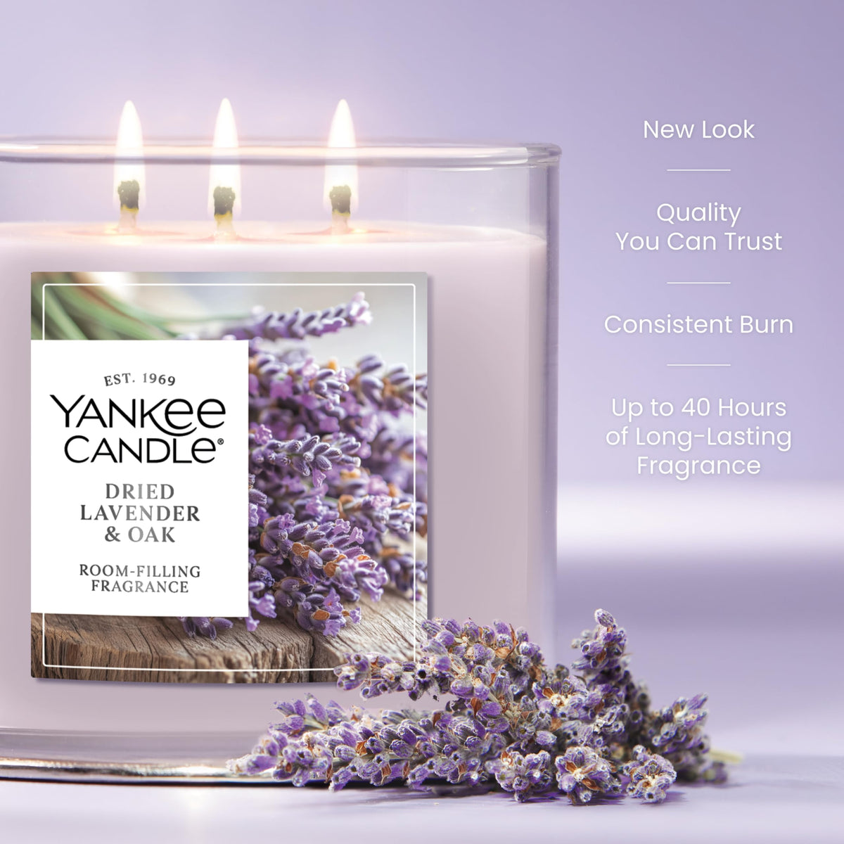 Yankee Candle plant wax blend indicating clean burn and consistent scent.