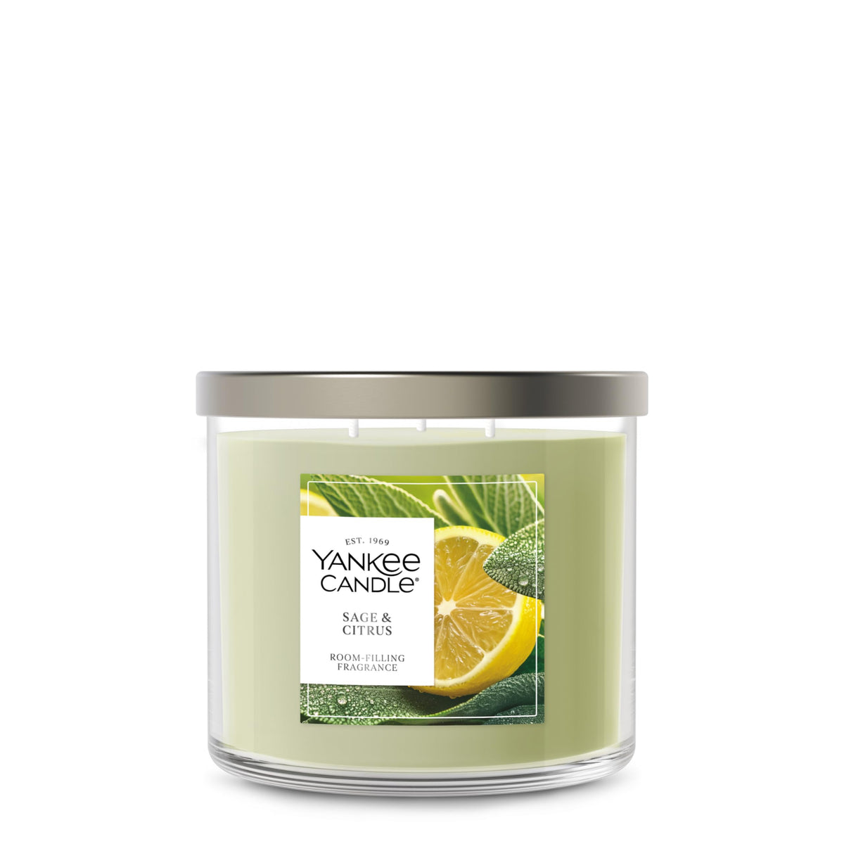 Yankee Candle Sage & Citrus jar front highlights premium design for a fresh home