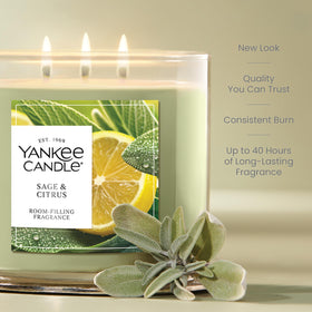 Yankee Candle Sage & Citrus metal lid on jar keeps wax clean between burns
