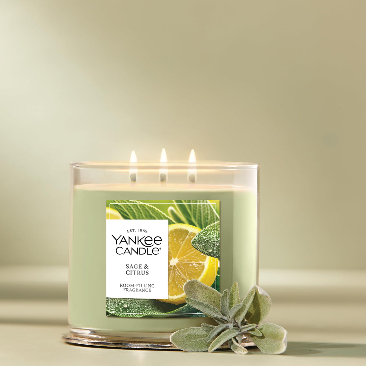 Yankee Candle Sage & Citrus wax pool reveals an even melt for consistent fragrance