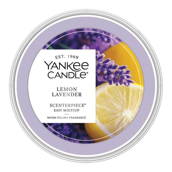 Yankee Candle Scenterpiece MeltCup Lemon Lavender refill bright packaging signals uplifting mood