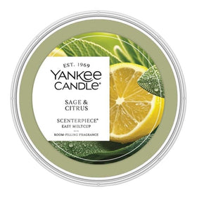 Yankee Candle Scenterpiece MeltCup Sage and Citrus refill close-up highlighting quick activation