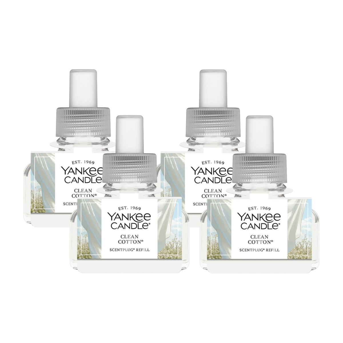 Yankee Candle ScentPlug refill bottle with Clean Cotton scent for long-lasting fragrance.