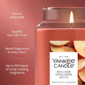 Yankee Candle Sugared Cinnamon Apple frontal view with inviting aroma.