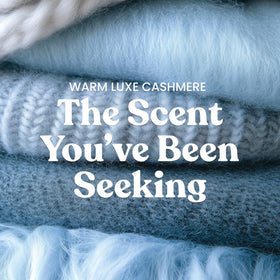 Yankee Candle Warm Luxe Cashmere label close-up highlights gift-ready packaging.