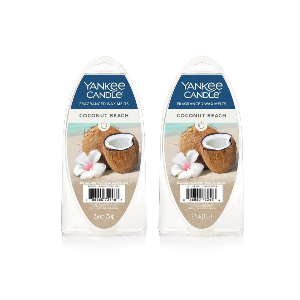 Yankee Candle Coconut Beach wax melts pack for long-lasting room fragrance.