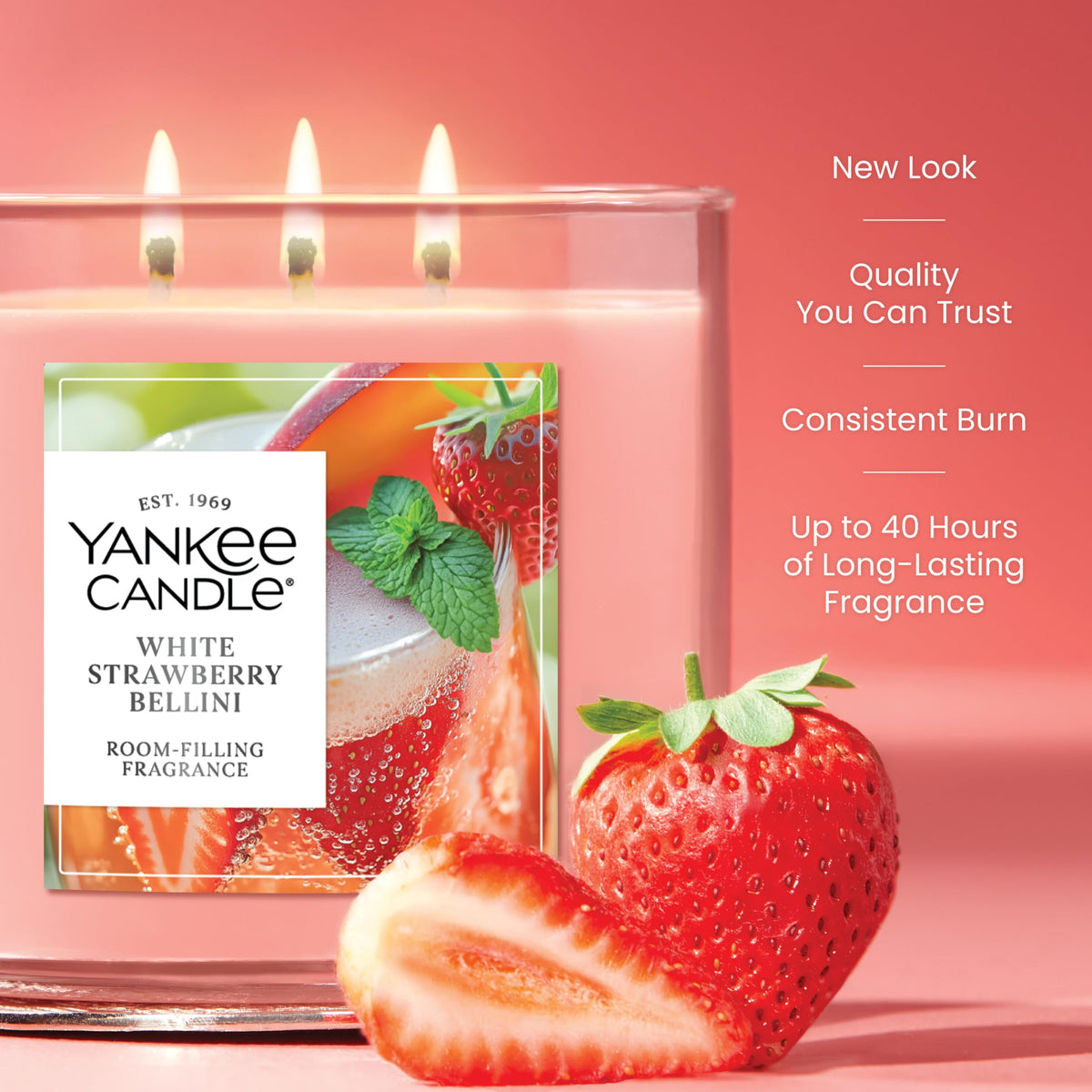 White Strawberry Bellini fragrance throw fills the room with sparkling notes