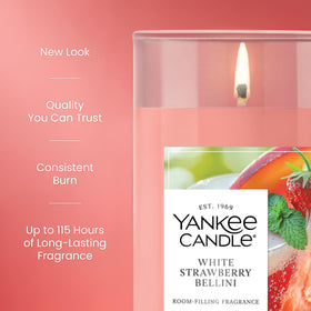 Yankee Candle White Strawberry Bellini pillar wax texture for long burn