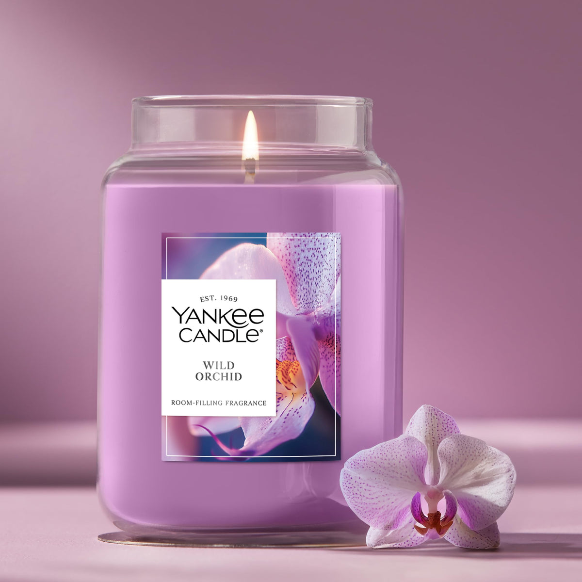 Yankee Candle Wild Orchid delivers up to 150 hours of fragrance in a single burn.