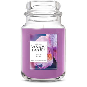 Yankee Candle Wild Orchid large jar 22oz with hibiscus and jasmine for a tropical mood.