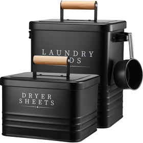 Yaocom laundry pod container front view with black metal finish for organized laundry