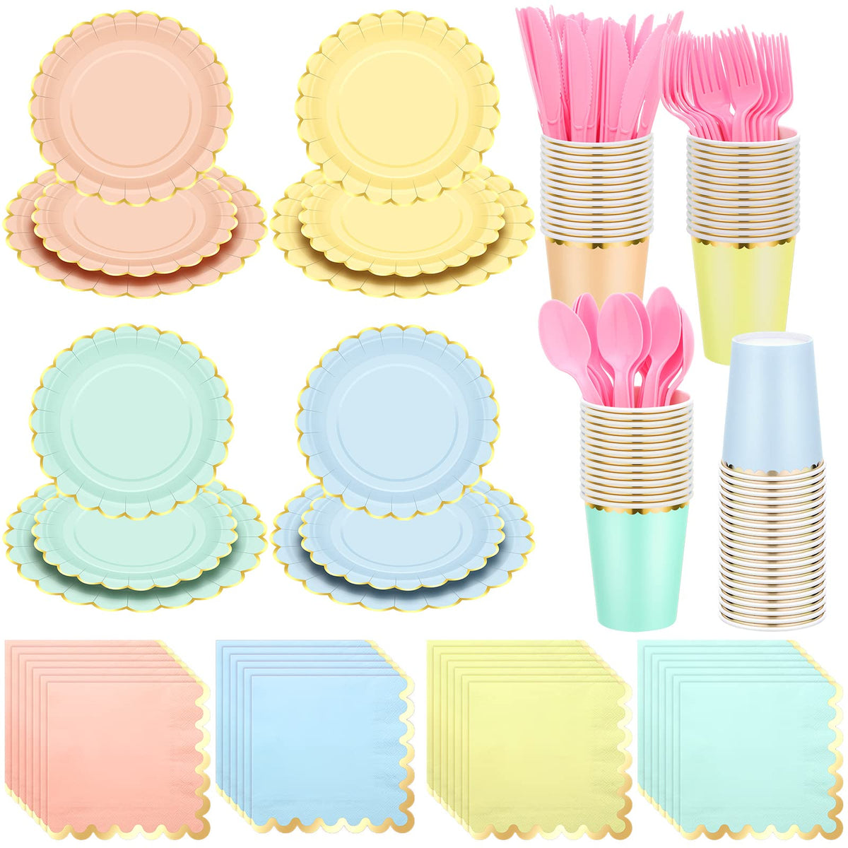 Yaomiao pastel scalloped plates for elegant celebrations