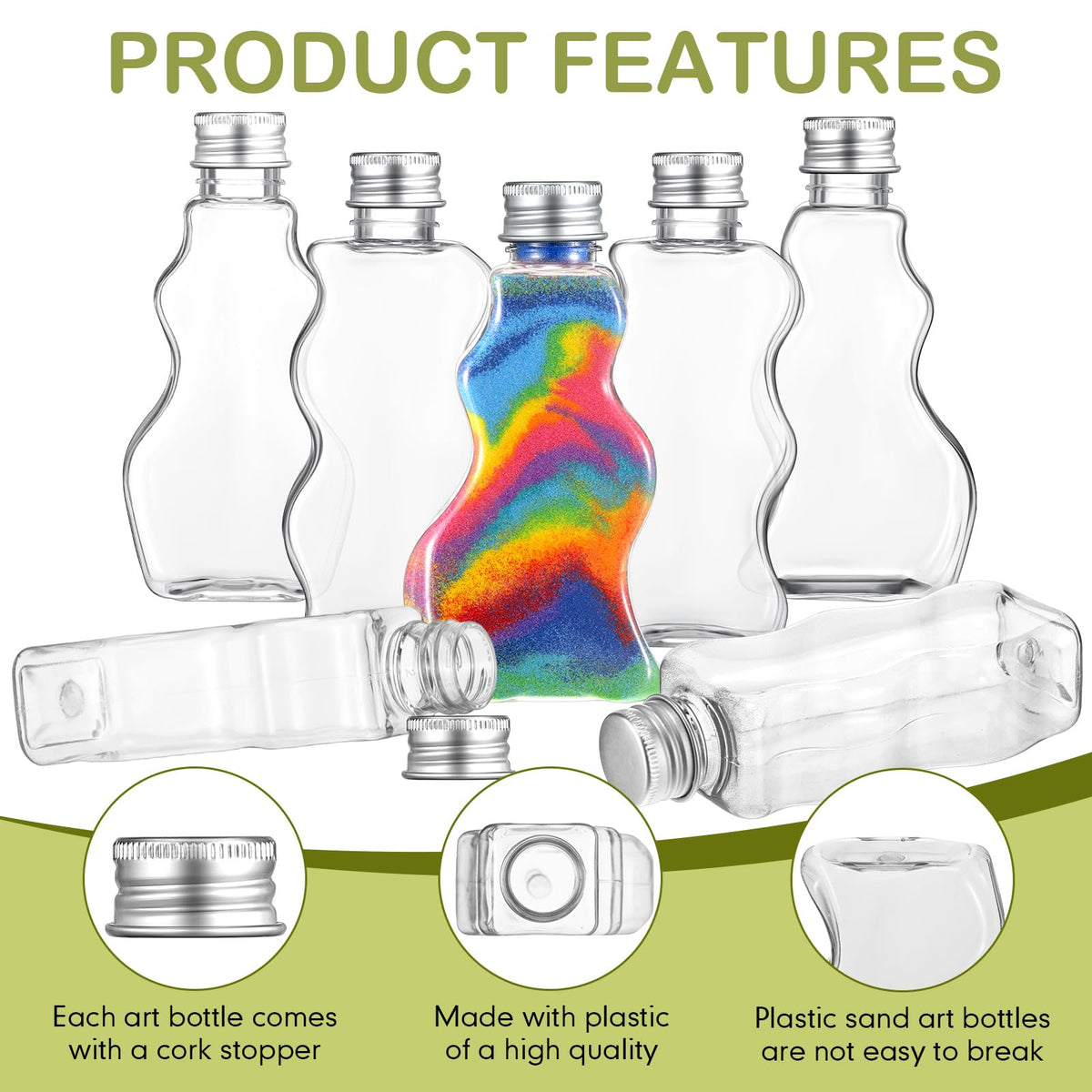 Yaomiao sand art bottles and included funnels enable precise pouring.