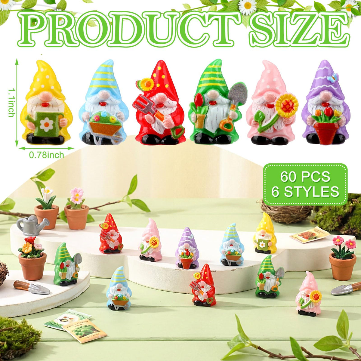 Yaomiao gnomes arranged on a tiered tray for a charming centerpiece.