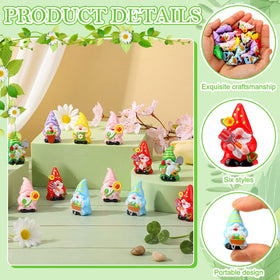 Yaomiao gnomes amid sunflowers and tulips for vibrant seasonal vignette.