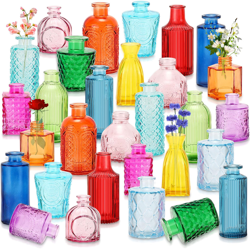 Yaomiao vintage colored glass bud vases bulk set for cohesive decor