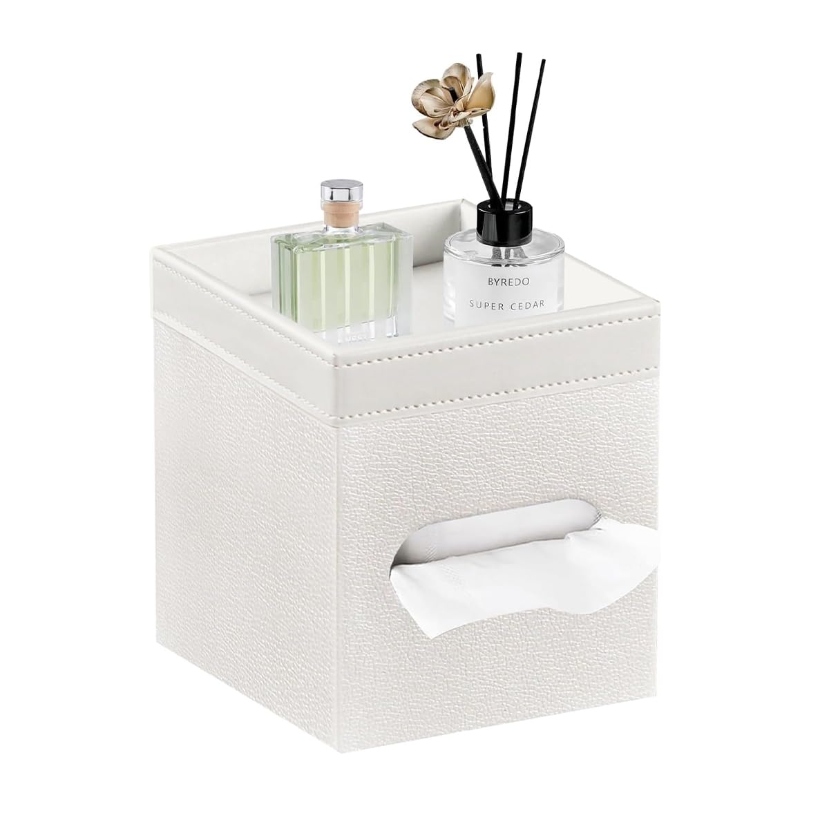 YAPISHI square PU leather tissue box cover fits standard boxes and adds stylish decor.