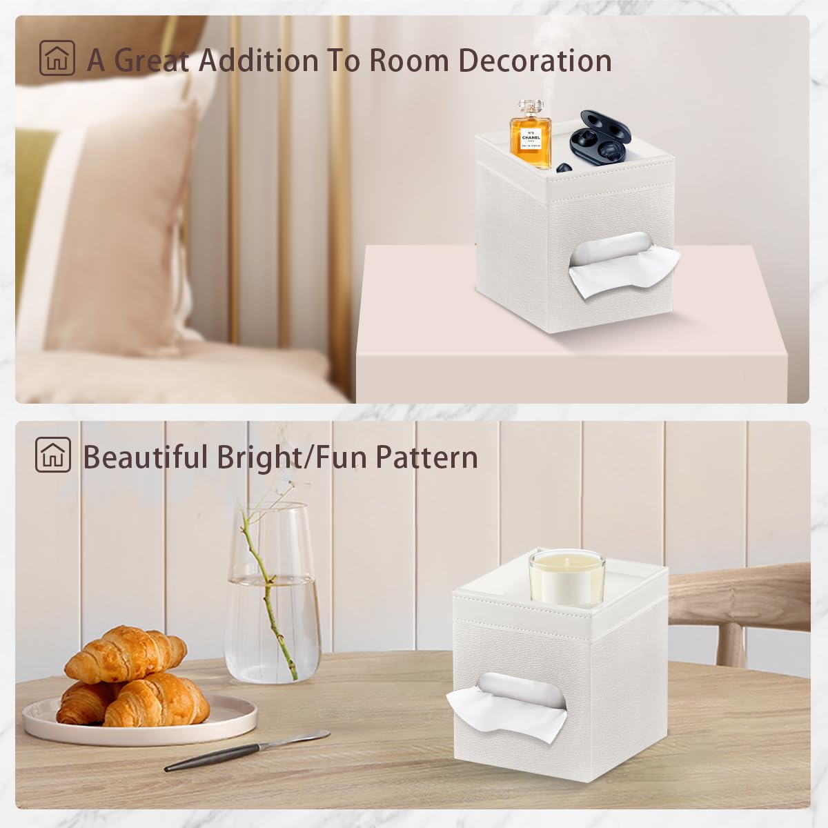 YAPISHI tissue cube box cover with delicate stitching for durable home decor.