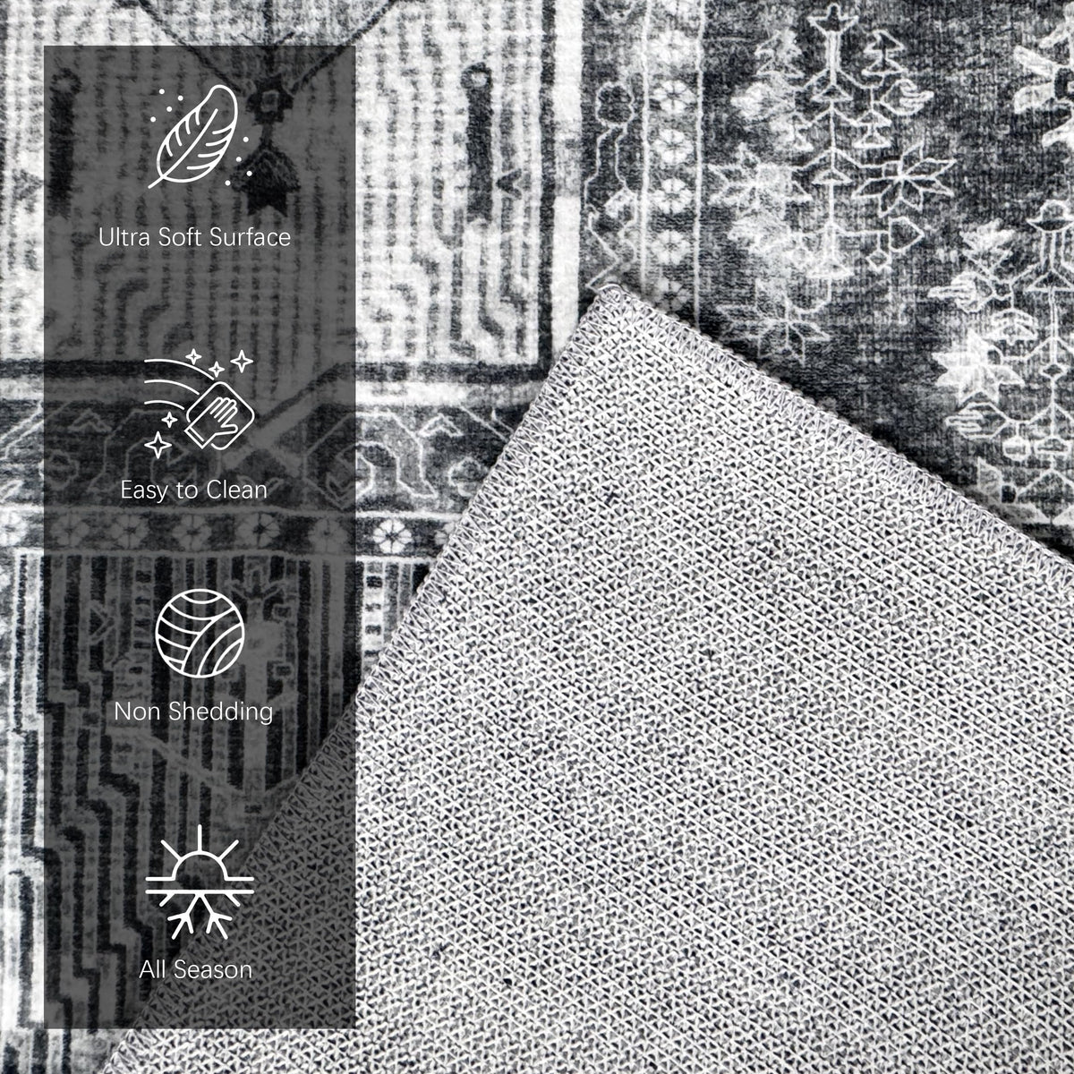 YARNSCAPE Vintage rug in entryway minimizes trips and slips.