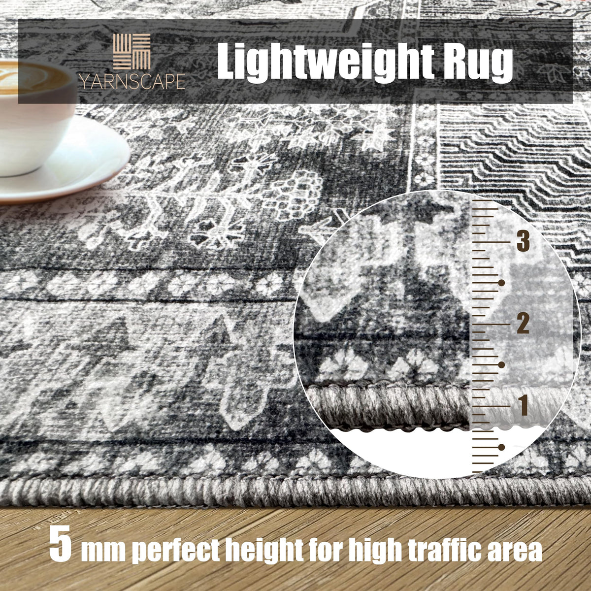 YARNSCAPE Vintage rug supports pet-friendly living with easy care.