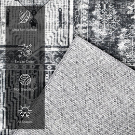 YARNSCAPE Vintage 6-by-9 rug folded for simple placement and storage.