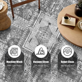 YARNSCAPE Vintage 6-by-9 rug soft faux wool texture invites bare feet.