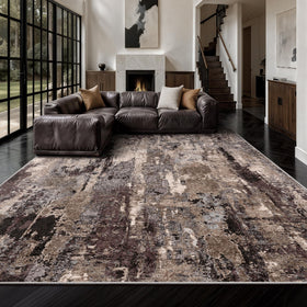 Yarooge 8x10 rug with abstract swirl texture enhances modern living room decor