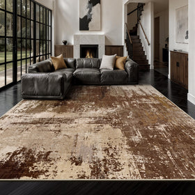 Yarooge 8x10 rug with abstract living-room design adds bold color and texture.