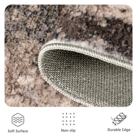 Yarooge abstract rug styled in a living room setup with cozy ambience