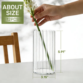 Yasali stripe cylinder vase 6in arrangement with roses demonstrates versatile wedding decor.