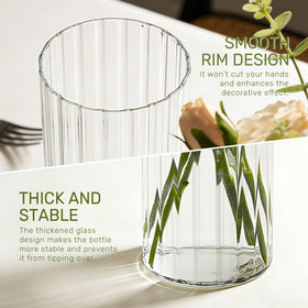 Yasali stripe cylinder vase 6in base stability supports sturdy centerpieces.
