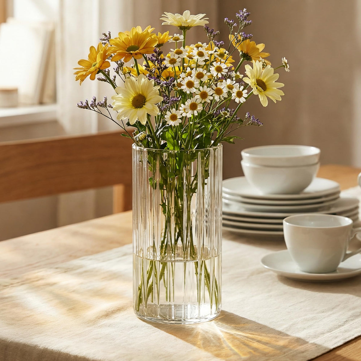 Yasali stripe cylinder vase 6in empty display shows timeless shape for any room.
