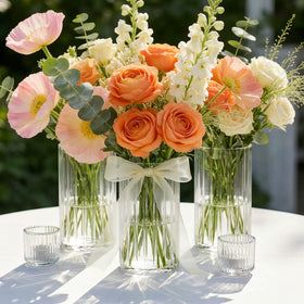 Yasali stripe cylinder vase 6in top view highlights minimalist transparency for modern decor.