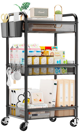 YASONIC 3-tier rolling cart frame demonstrates sturdy metal build for reliable mobility.