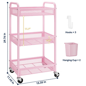 YASONIC 3 Tier Rolling Cart with mesh baskets for visibility and airflow