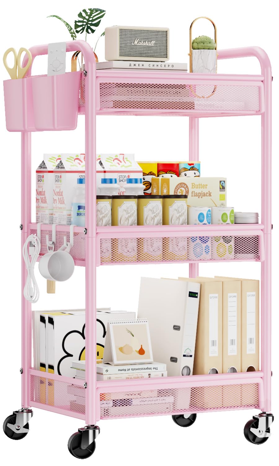 YASONIC 3 Tier Rolling Cart with a sturdy metal frame for reliable everyday storage