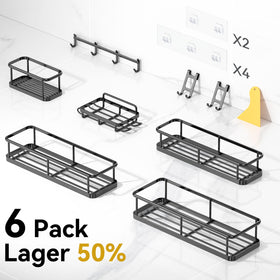 YASONIC 6-piece shower organizer demonstrates ample storage for bath items.