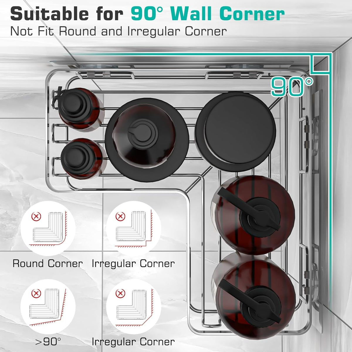 YASONIC adhesive installation provides strong hold without drilling on compatible walls.
