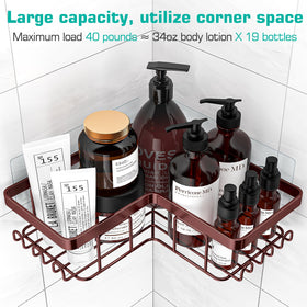 YASONIC corner shower caddy 3-pack bronze highlighting generous storage capacity
