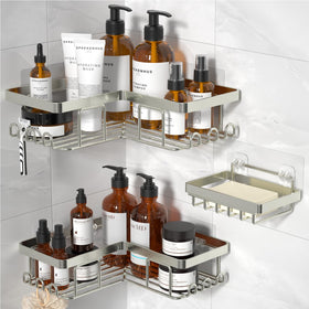 YASONIC corner shower caddy with 12 hooks and soap holder for organized bath