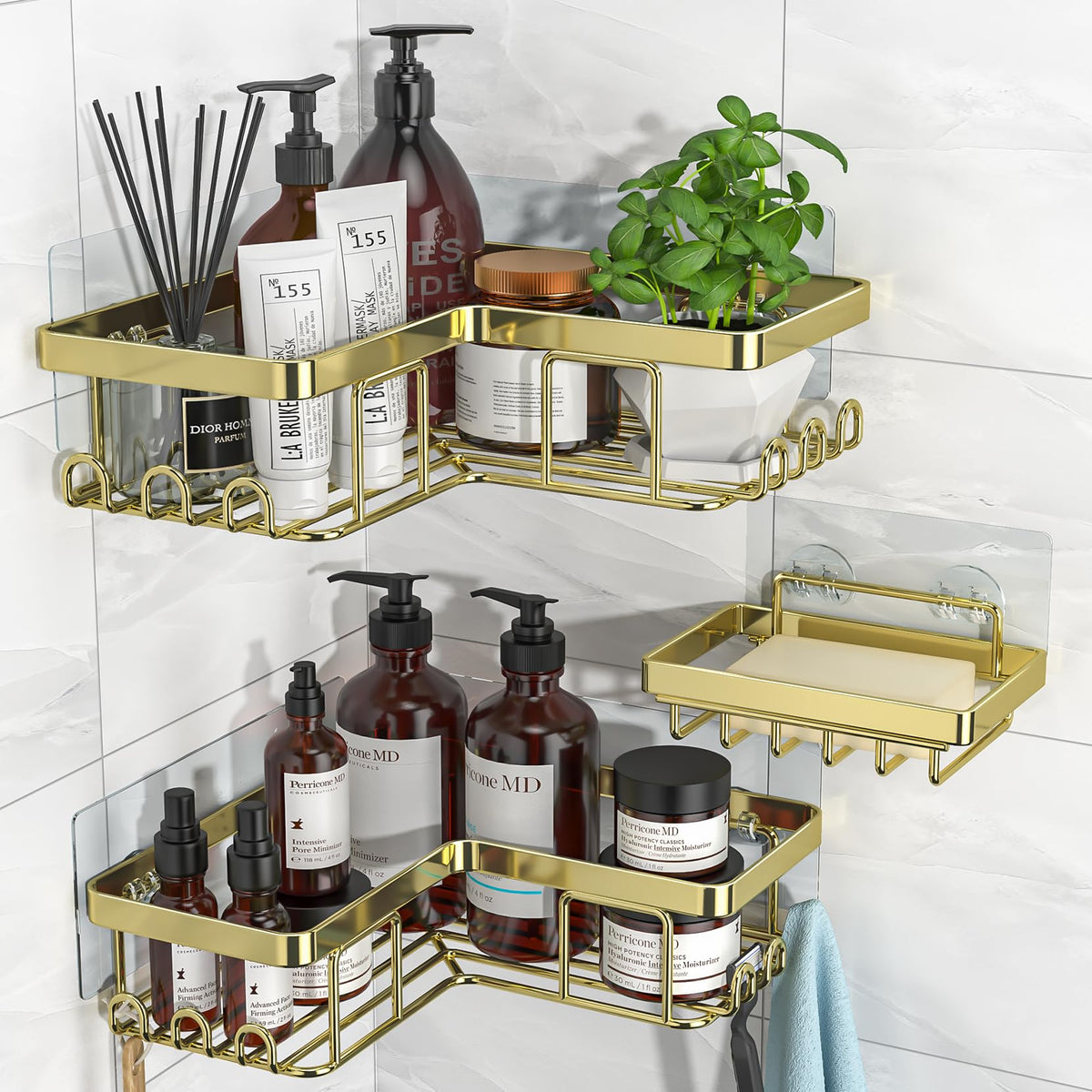 YASONIC corner shower caddy box closeup showing space-saving design