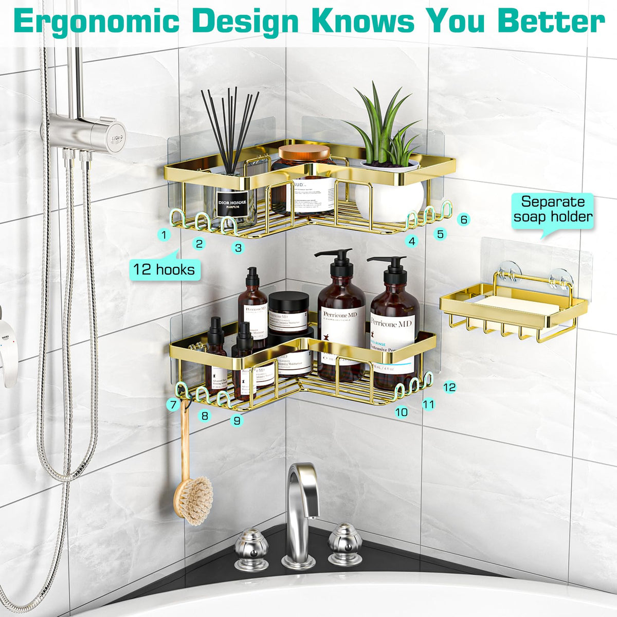 YASONIC soap holder integrated for convenient bath essentials